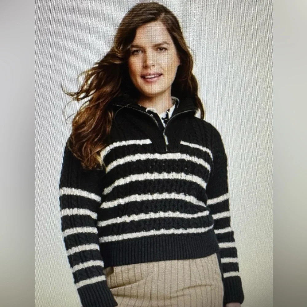 La Ligne for target black stripe quarter zip sweater NWT